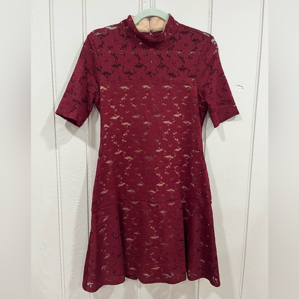 BCBGMaxAzria Burgundy Lace Mini Dress